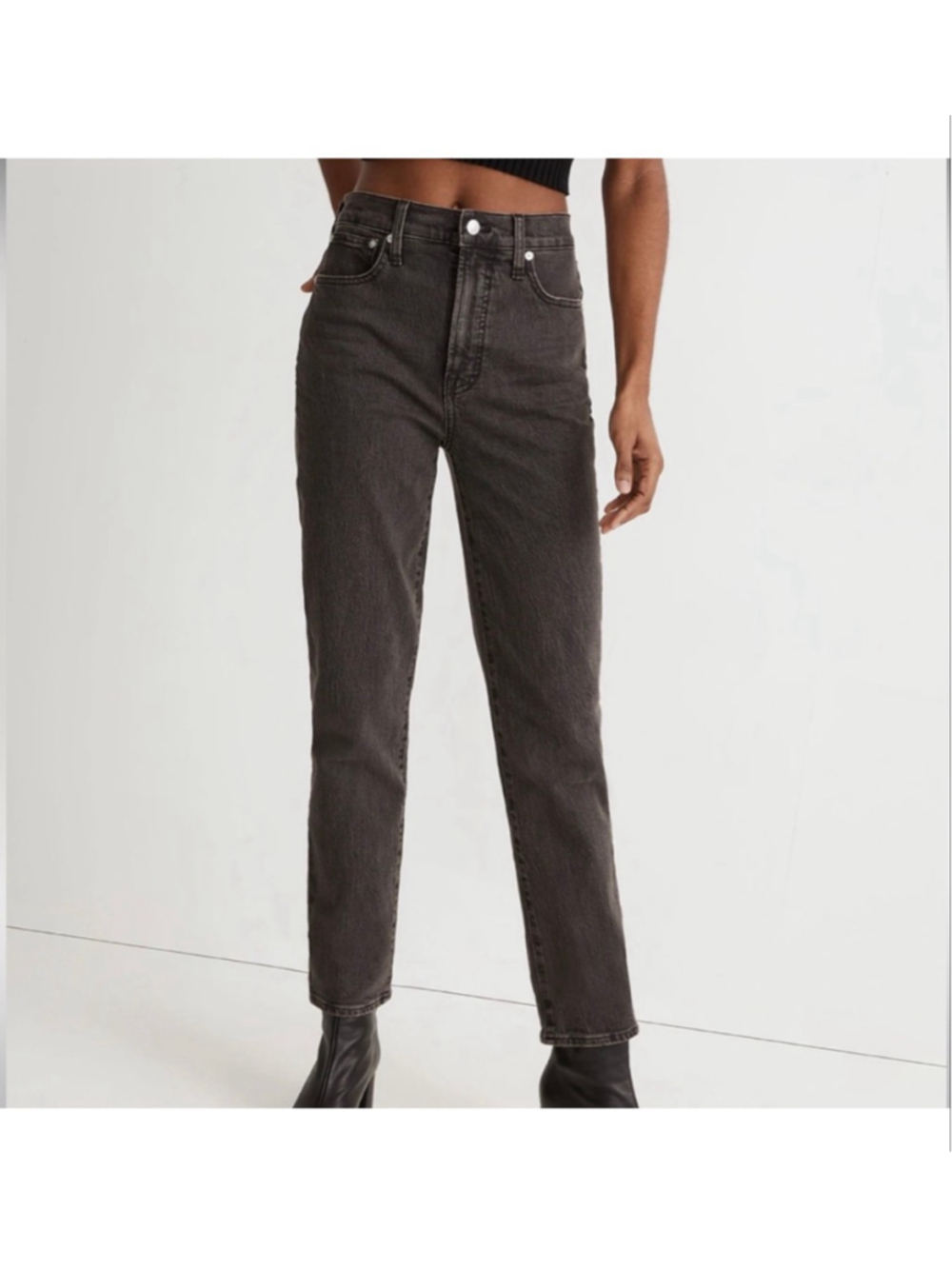 MADEWELL The Perfect Vintage Jean Straight in Lunar in gray black- Size 27